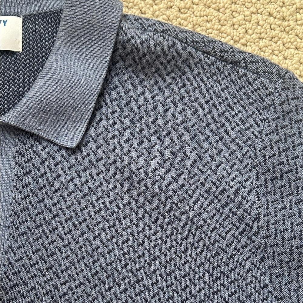 Old Navy Men's Dark Blue Textured Knit Polo - Picture 3 of 4